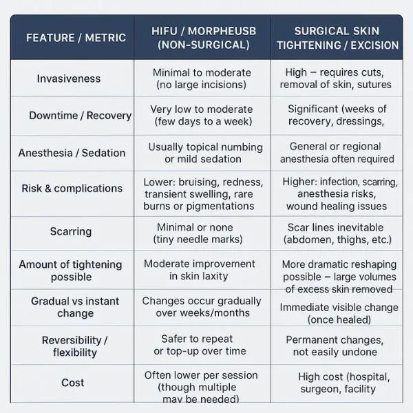 Lost the Weight but Not the Loose Skin? 3 A table showing the benefits of Lipo Sculpt Rutland treatments to combat loose skin.